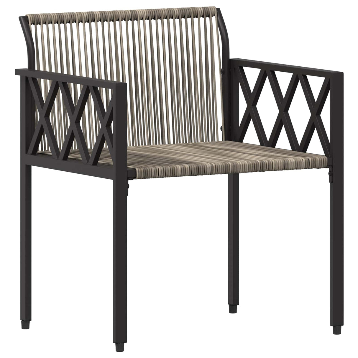 vidaXL 4-piece garden lounge set Black and Cream White poly rattan