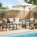 vidaXL 4-piece garden lounge set Black and Cream White poly rattan