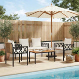 vidaXL 4-piece garden lounge set Black and Cream White poly rattan