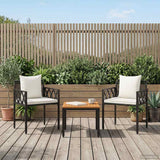 vidaXL 4-piece garden lounge set Black and Cream White poly rattan