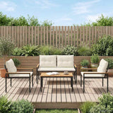 vidaXL Garden Lounge Set 4 Pieces Cream White Poly Rattan