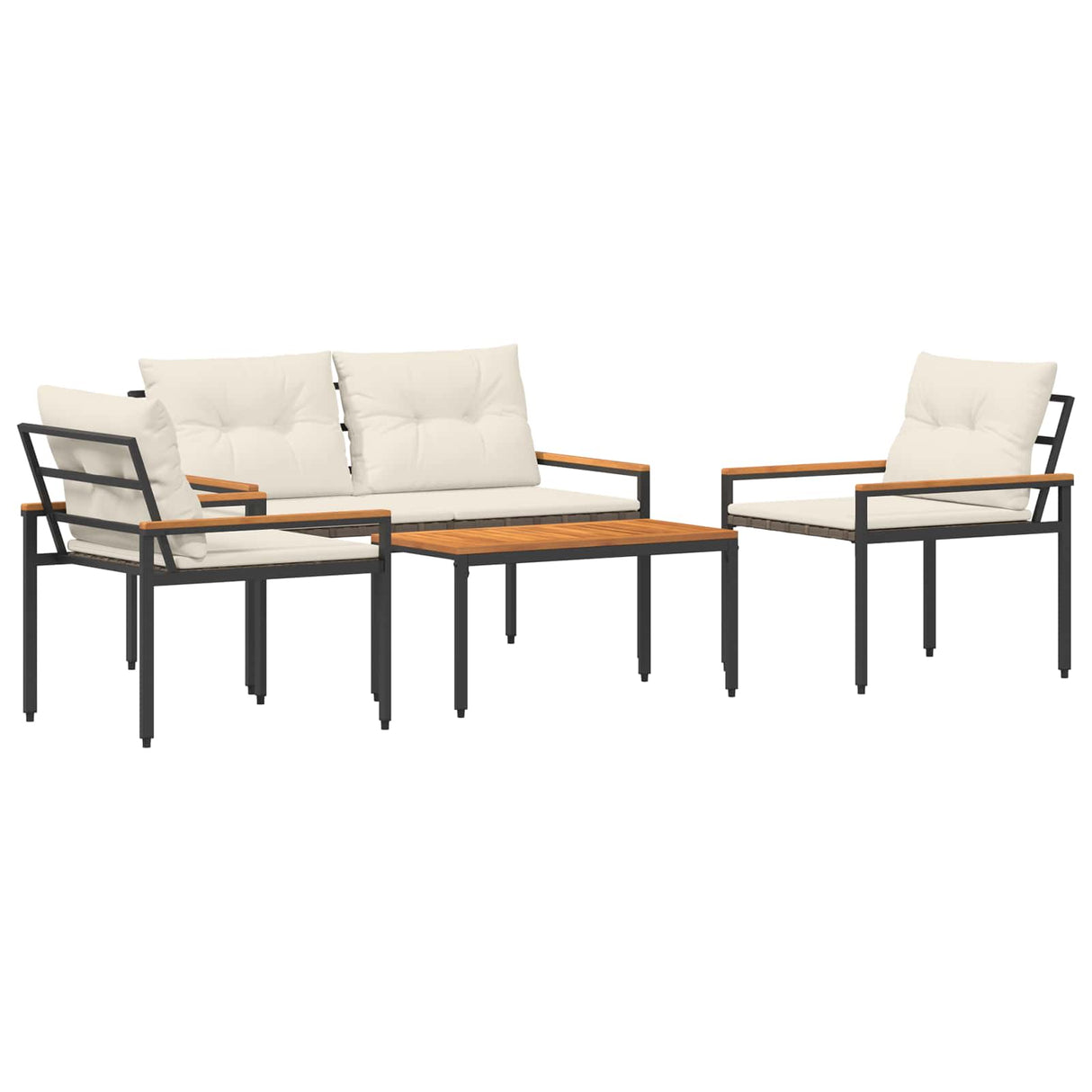 vidaXL Garden Lounge Set 4 Pieces Cream White Poly Rattan