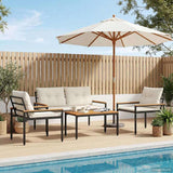 vidaXL Garden Lounge Set 4 Pieces Cream White Poly Rattan