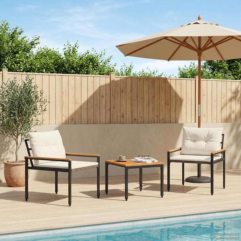 vidaXL Garden Lounge Set 4 Pieces Cream White Poly Rattan