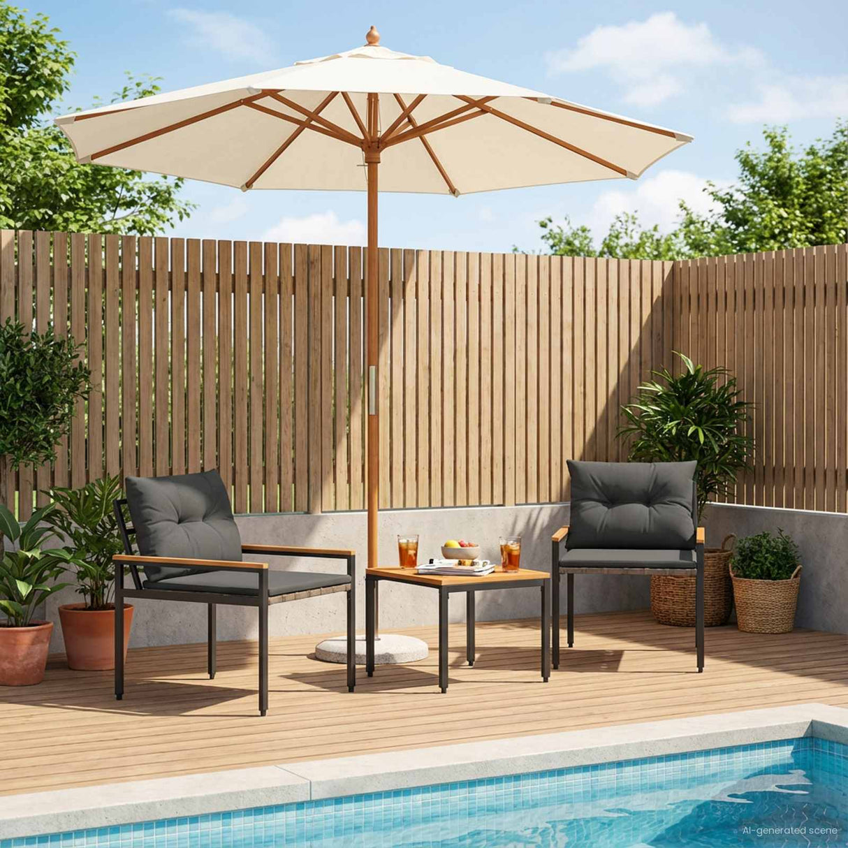 vidaXL Garden Lounge Set 4 Pieces Cream White Poly Rattan