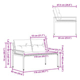 vidaXL Garden Bench 2-Seater 116 x 67.5 x 72 cm poly rattan Cream white