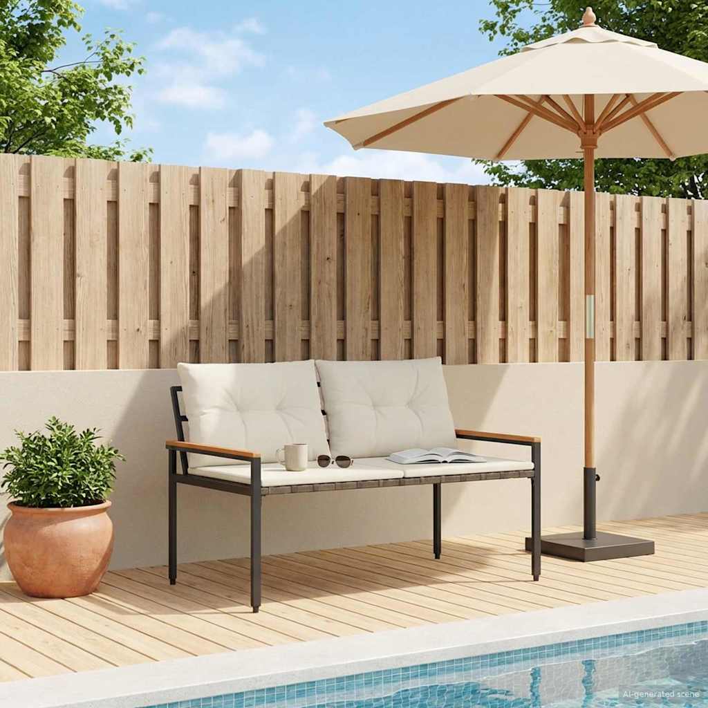vidaXL Garden Bench 2-Seater 116 x 67.5 x 72 cm poly rattan Cream white