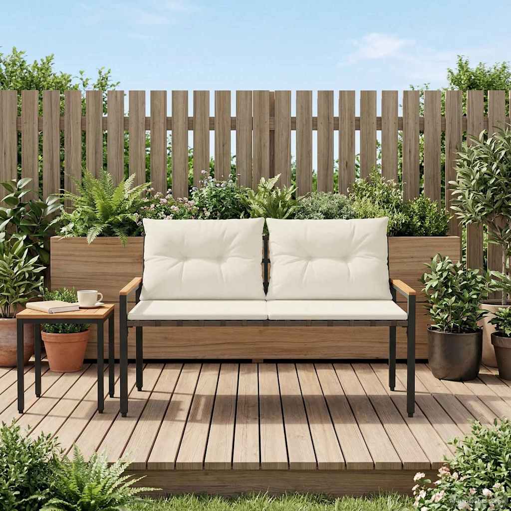 vidaXL Garden Bench 2-Seater 116 x 67.5 x 72 cm poly rattan Cream white