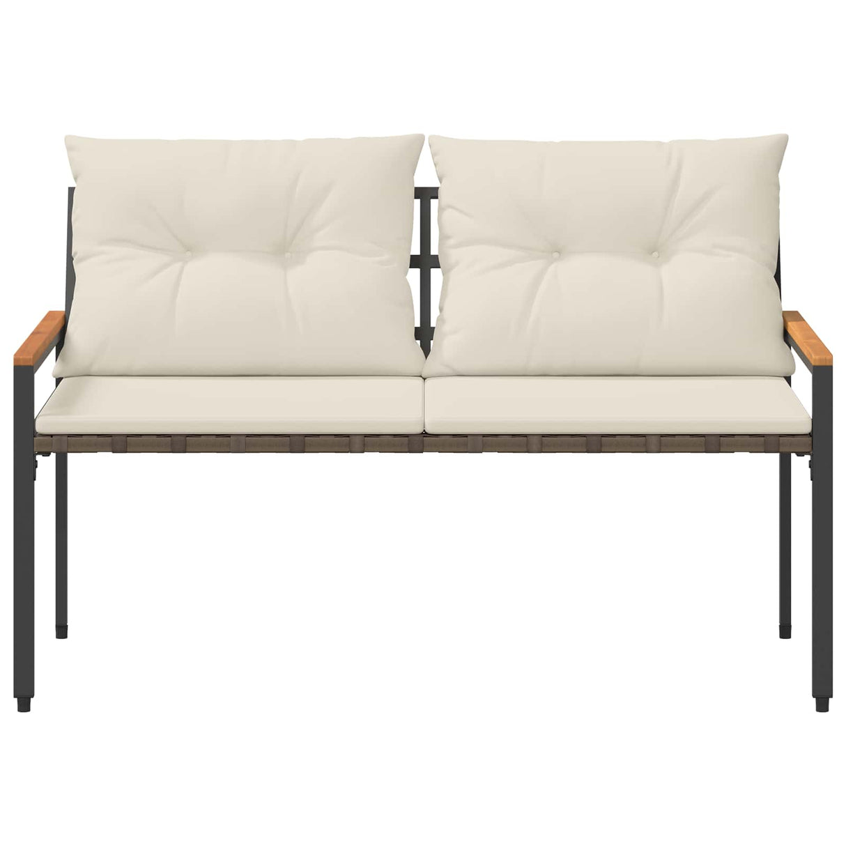 vidaXL Garden Bench 2-Seater 116 x 67.5 x 72 cm poly rattan Cream white