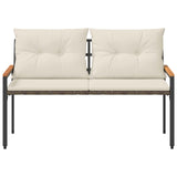 vidaXL Garden Bench 2-Seater 116 x 67.5 x 72 cm poly rattan Cream white