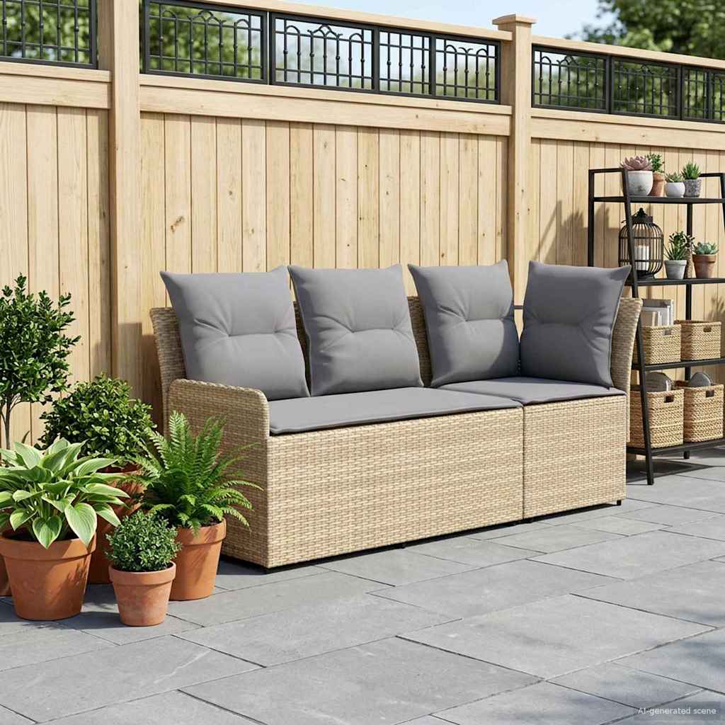 vidaXL Tuinstoel met Armleuning en Hoekbank 2 Stuk Zwart PE Riet