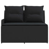 vidaXL Tuin Armleuning Sofa met Opklapbare Tafel 2 Stuk Zwart PE Riet