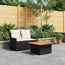 vidaXL Tuin Armleuning Sofa met Opklapbare Tafel 2 Stuk Zwart PE Riet