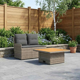 vidaXL Tuin Armleuning Sofa met Opklapbare Tafel 2 Stuk Zwart PE Riet