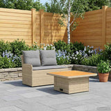 vidaXL Tuin Armleuning Sofa met Opklapbare Tafel 2 Stuk Zwart PE Riet