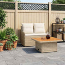 vidaXL Tuin Armleuning Sofa met Opklapbare Tafel 2 Stuk Zwart PE Riet