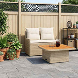 vidaXL Tuin Armleuning Sofa met Opklapbare Tafel 2 Stuk Zwart PE Riet