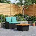 vidaXL Tuin Armleuning Sofa met Opklapbare Tafel 2 Stuk Zwart PE Riet