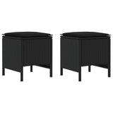 vidaXL Tuin Voetenbank met kussen 2 Stuk Zwart 38 x 38 x 45 cm PE Riet