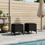vidaXL Tuin Voetenbank met kussen 2 Stuk Zwart 38 x 38 x 45 cm PE Riet