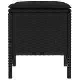 vidaXL Tuin Voetenbank met kussen 2 Stuk Zwart 38 x 38 x 45 cm PE Riet