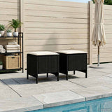 vidaXL Tuin Voetenbank met kussen 2 Stuk Zwart 38 x 38 x 45 cm PE Riet