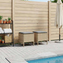 vidaXL Tuin Voetenbank met kussen 2 Stuk Zwart 38 x 38 x 45 cm PE Riet