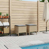 vidaXL Tuin Voetenbank met kussen 2 Stuk Zwart 38 x 38 x 45 cm PE Riet