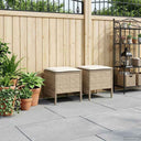 vidaXL Tuin Voetenbank met kussen 2 Stuk Zwart 38 x 38 x 45 cm PE Riet
