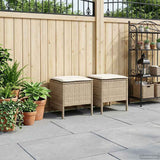 vidaXL Tuin Voetenbank met kussen 2 Stuk Zwart 38 x 38 x 45 cm PE Riet