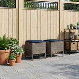 vidaXL Tuin Voetenbank met kussen 2 Stuk Zwart 38 x 38 x 45 cm PE Riet