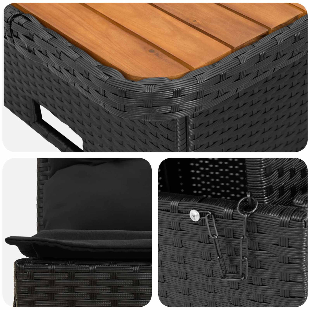 vidaXL 2 Stuk Tuin middelste sofa met opklaptafel poly rattan Zwart
