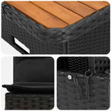 vidaXL 2 Stuk Tuin middelste sofa met opklaptafel poly rattan Zwart