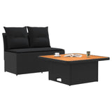 vidaXL 2 Stuk Tuin middelste sofa met opklaptafel poly rattan Zwart