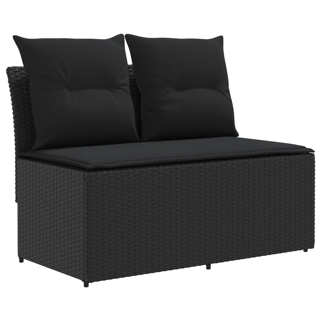 vidaXL 2 Stuk Tuin middelste sofa met opklaptafel poly rattan Zwart