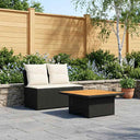 vidaXL 2 Stuk Tuin middelste sofa met opklaptafel poly rattan Zwart