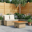 vidaXL 2 Stuk Tuin middelste sofa met opklaptafel poly rattan Zwart