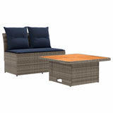 vidaXL 2 Stuk Tuin middelste sofa met opklaptafel poly rattan Zwart
