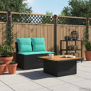 vidaXL 2 Stuk Tuin middelste sofa met opklaptafel poly rattan Zwart