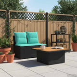 vidaXL 2 Stuk Tuin middelste sofa met opklaptafel poly rattan Zwart