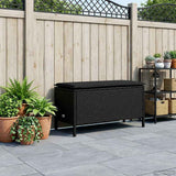 vidaXL Tuin Voetenbank met kussen Zwart 80 x 38 x 45 cm PE Riet