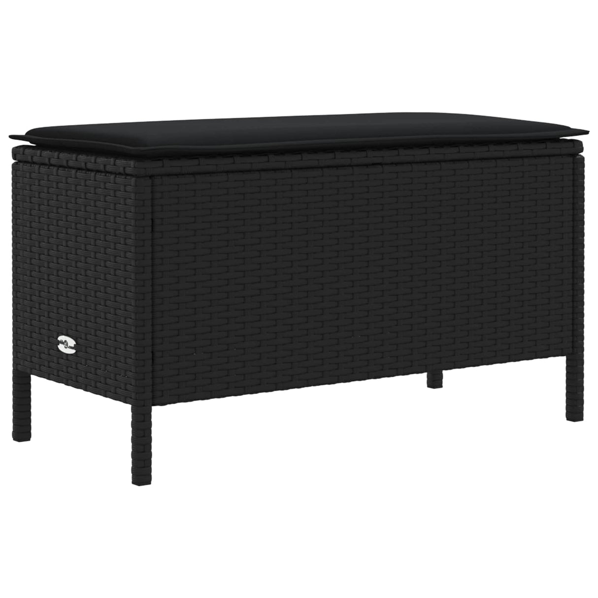 vidaXL Tuin Voetenbank met kussen Zwart 80 x 38 x 45 cm PE Riet