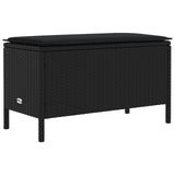 vidaXL Tuin Voetenbank met kussen Zwart 80 x 38 x 45 cm PE Riet