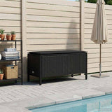 vidaXL Tuin Voetenbank met kussen Zwart 80 x 38 x 45 cm PE Riet