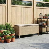 vidaXL Tuin Voetenbank met kussen Zwart 80 x 38 x 45 cm PE Riet
