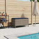 vidaXL Tuin Voetenbank met kussen Zwart 80 x 38 x 45 cm PE Riet