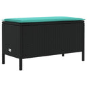 vidaXL Tuin Voetenbank met kussen Zwart 80 x 38 x 45 cm PE Riet