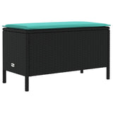 vidaXL Tuin Voetenbank met kussen Zwart 80 x 38 x 45 cm PE Riet
