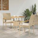 vidaXL Garden Dining Chairs 2 pcs Black and Cream White Poly Rattan and and Acacia Wood