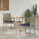 vidaXL Garden Dining Chairs 2 pcs Black and Cream White Poly Rattan and and Acacia Wood